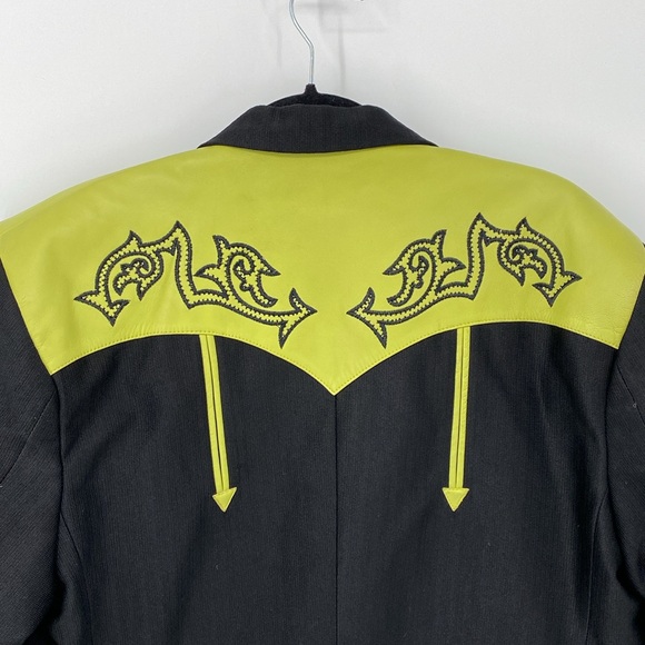 Vintage Sergio Vadducci Western Jacket Blazer Cowboy Rockabilly XL Black Grn - Picture 8 of 14